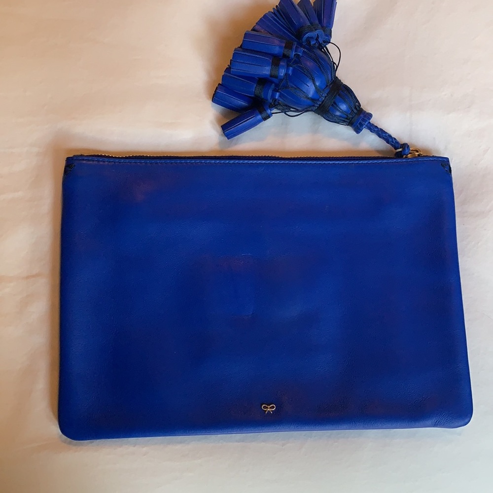 Anya Hindmarch Logo Smiley Face Clutch Hand Bag Leath… Gem